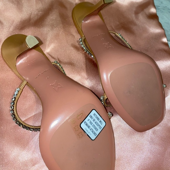 🚨RARE AMINA MUADDI GILDA CRYSTAL TAN HEELS 38🚨 - Picture 3 of 8